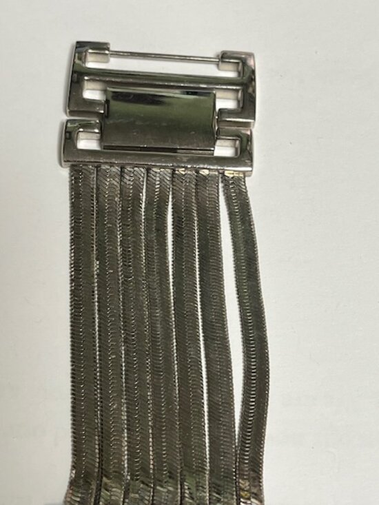 VTG Silver-Tone Anne Klein Herringbone Multi-Strand Mesh Bracelet Watch Stylish main image 4